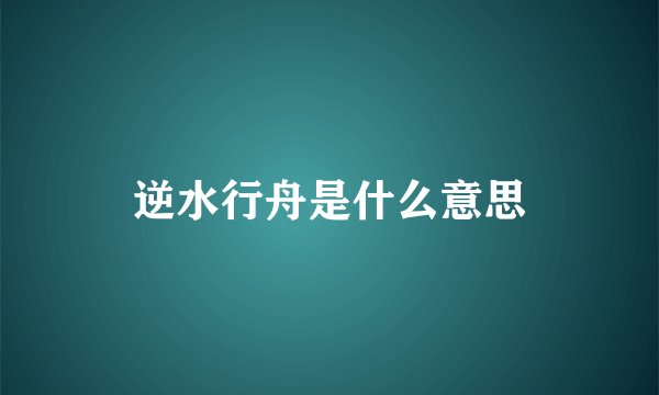逆水行舟是什么意思