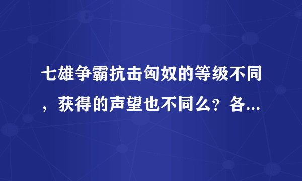 七雄争霸抗击匈奴的等级不同，获得的声望也不同么？各是多少啊？