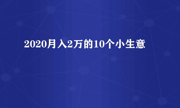 2020月入2万的10个小生意