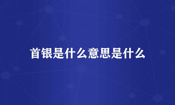 首银是什么意思是什么