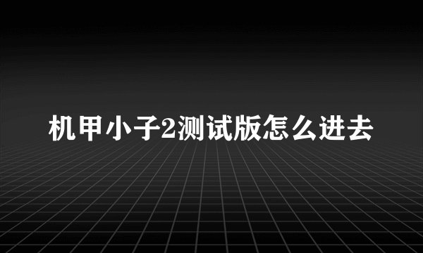 机甲小子2测试版怎么进去