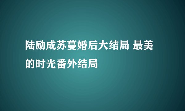 陆励成苏蔓婚后大结局 最美的时光番外结局