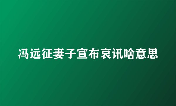 冯远征妻子宣布哀讯啥意思