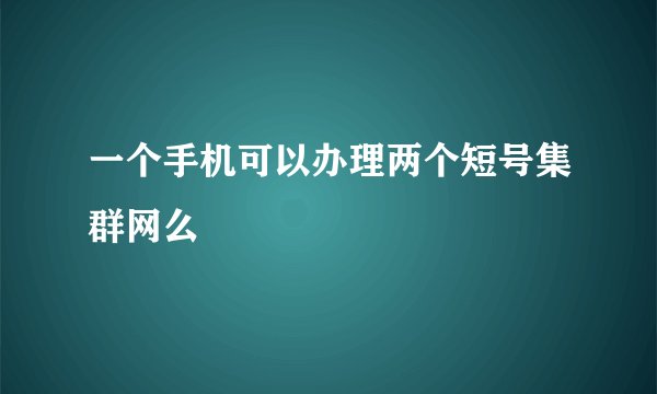 一个手机可以办理两个短号集群网么