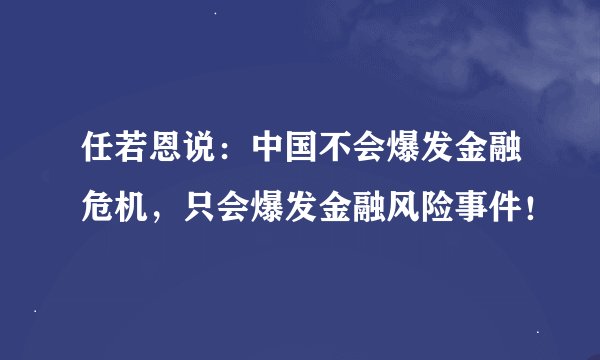 任若恩说：中国不会爆发金融危机，只会爆发金融风险事件！