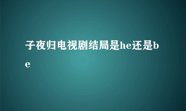 子夜归电视剧结局是he还是be