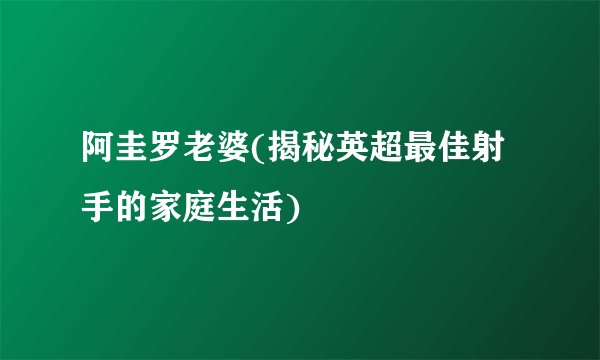 阿圭罗老婆(揭秘英超最佳射手的家庭生活)