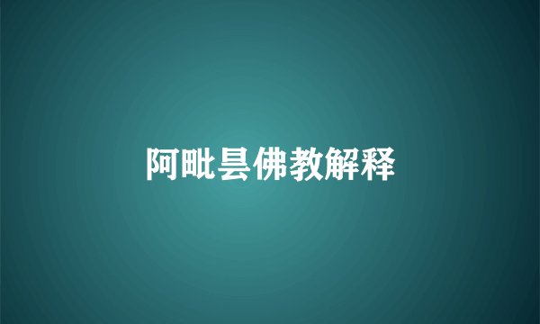 阿毗昙佛教解释