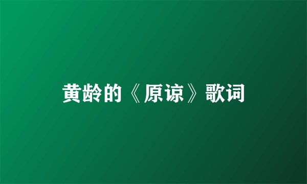 黄龄的《原谅》歌词