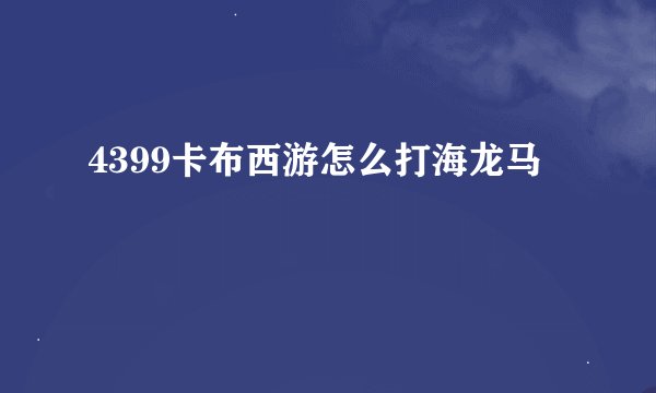 4399卡布西游怎么打海龙马