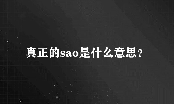 真正的sao是什么意思?