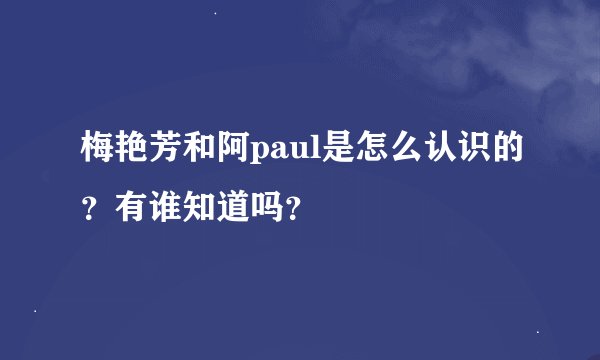 梅艳芳和阿paul是怎么认识的？有谁知道吗？