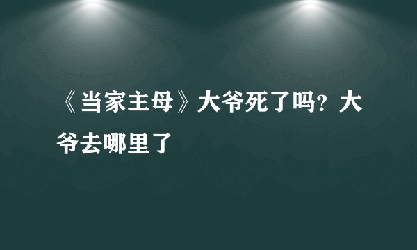 《当家主母》大爷死了吗?大爷去哪里了