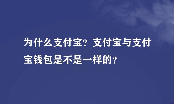 为什么支付宝？支付宝与支付宝钱包是不是一样的？
