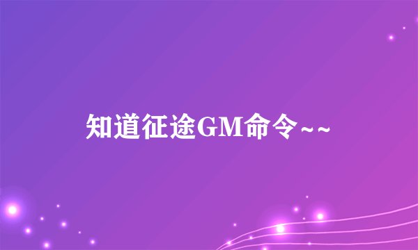 知道征途GM命令~~