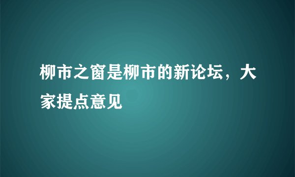 柳市之窗是柳市的新论坛，大家提点意见