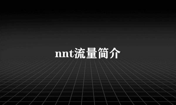 nnt流量简介