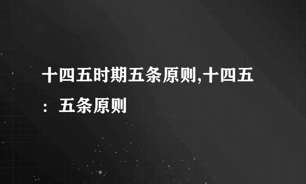 十四五时期五条原则,十四五：五条原则
