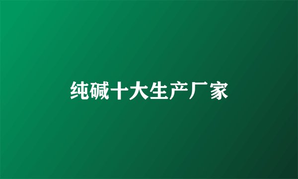 纯碱十大生产厂家