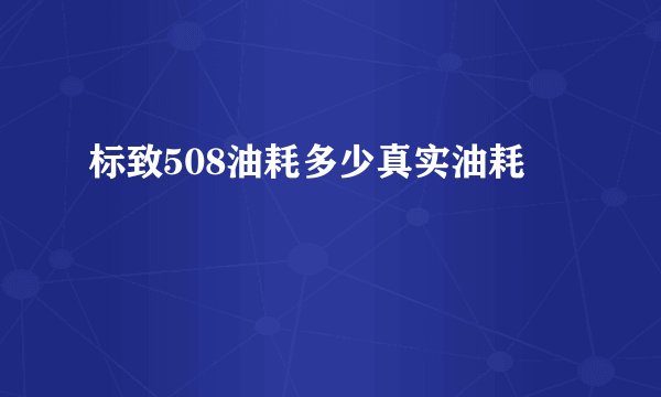 标致508油耗多少真实油耗