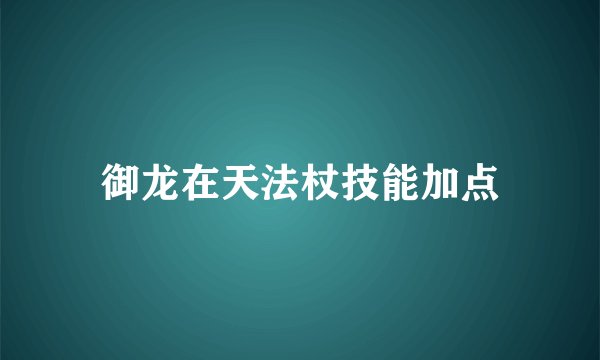 御龙在天法杖技能加点