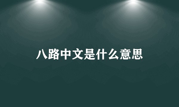八路中文是什么意思