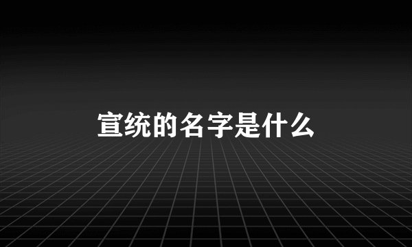 宣统的名字是什么