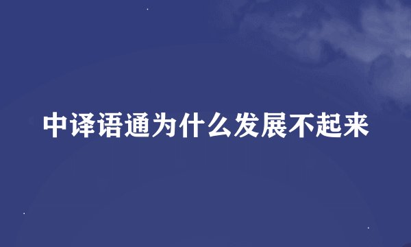 中译语通为什么发展不起来