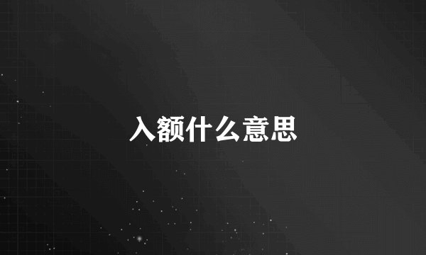 入额什么意思