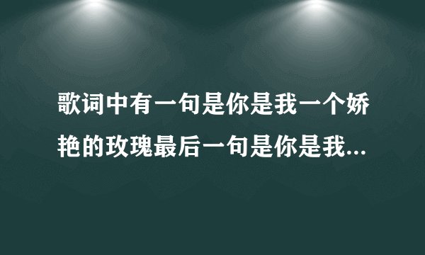 歌词中有一句是你是我一个娇艳的玫瑰最后一句是你是我心中永远的宝贝是什么歌?