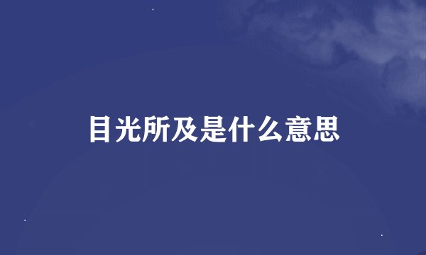 目光所及是什么意思