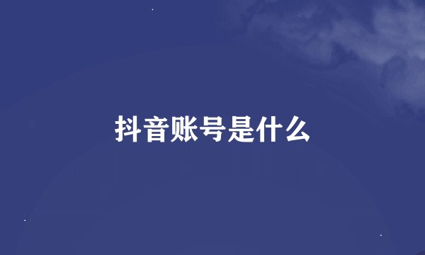 抖音账号是什么