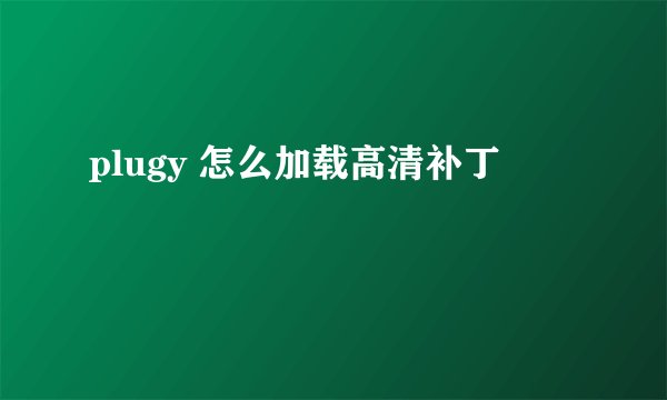 plugy 怎么加载高清补丁