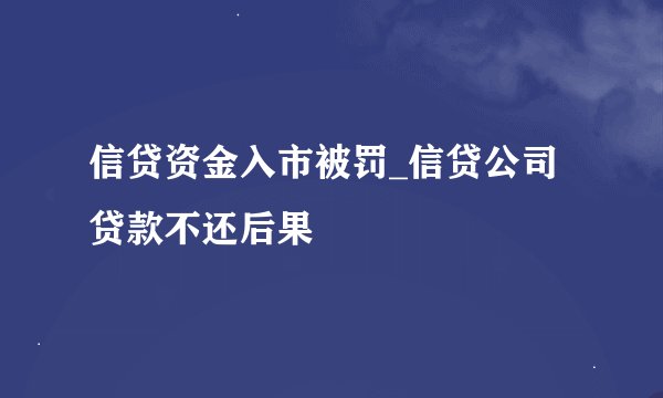 信贷资金入市被罚_信贷公司贷款不还后果