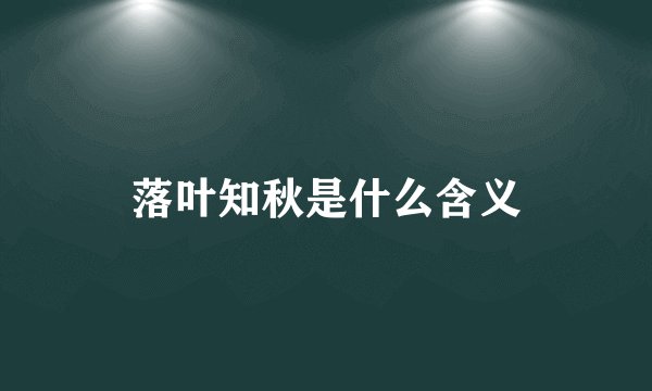 落叶知秋是什么含义