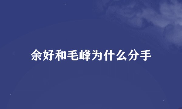 余好和毛峰为什么分手