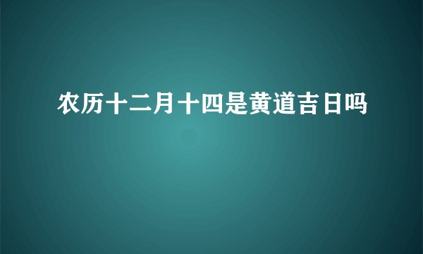 农历十二月十四是黄道吉日吗