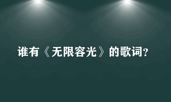 谁有《无限容光》的歌词？