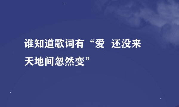 谁知道歌词有“爱  还没来   天地间忽然变”