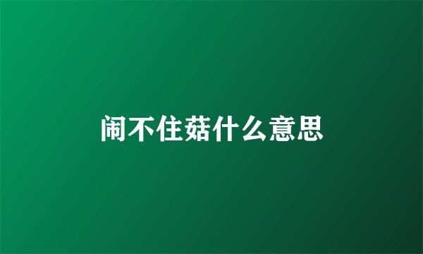 闹不住菇什么意思