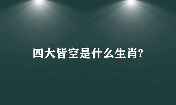 四大皆空是什么生肖?