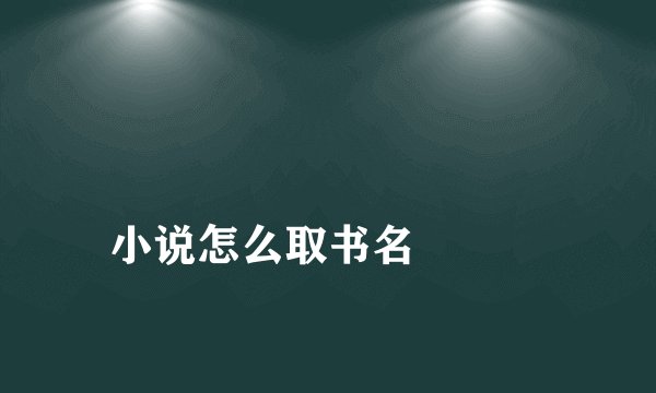 
小说怎么取书名

