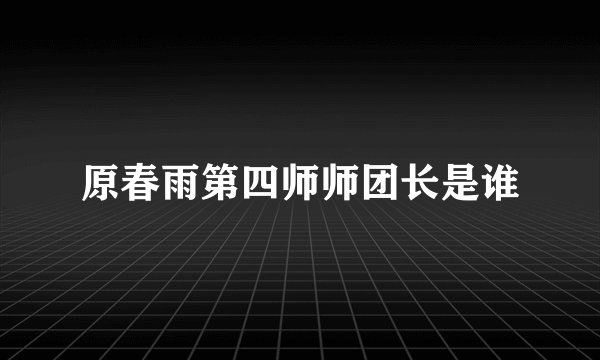 原春雨第四师师团长是谁