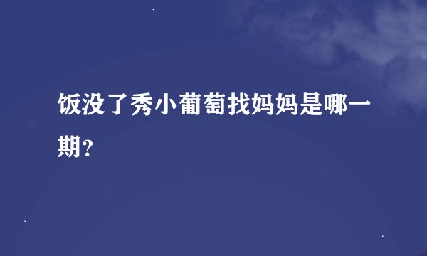 饭没了秀小葡萄找妈妈是哪一期？