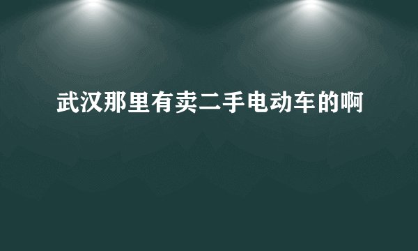 武汉那里有卖二手电动车的啊
