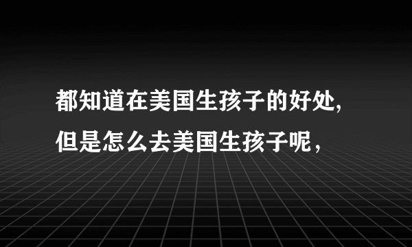 都知道在美国生孩子的好处,但是怎么去美国生孩子呢，