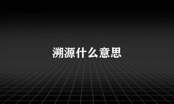 溯源什么意思