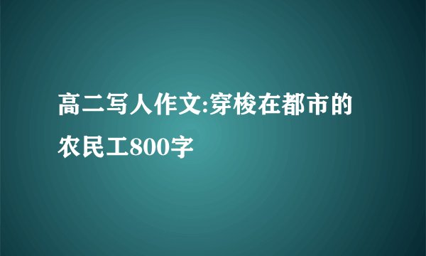 高二写人作文:穿梭在都市的农民工800字