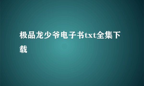 极品龙少爷电子书txt全集下载