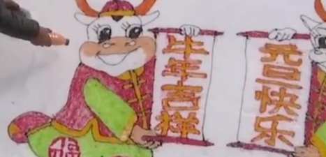 大叔雪地画老虎吓唬野猪,南方网友排队求画,高手为何总是隐藏在乡野之中?